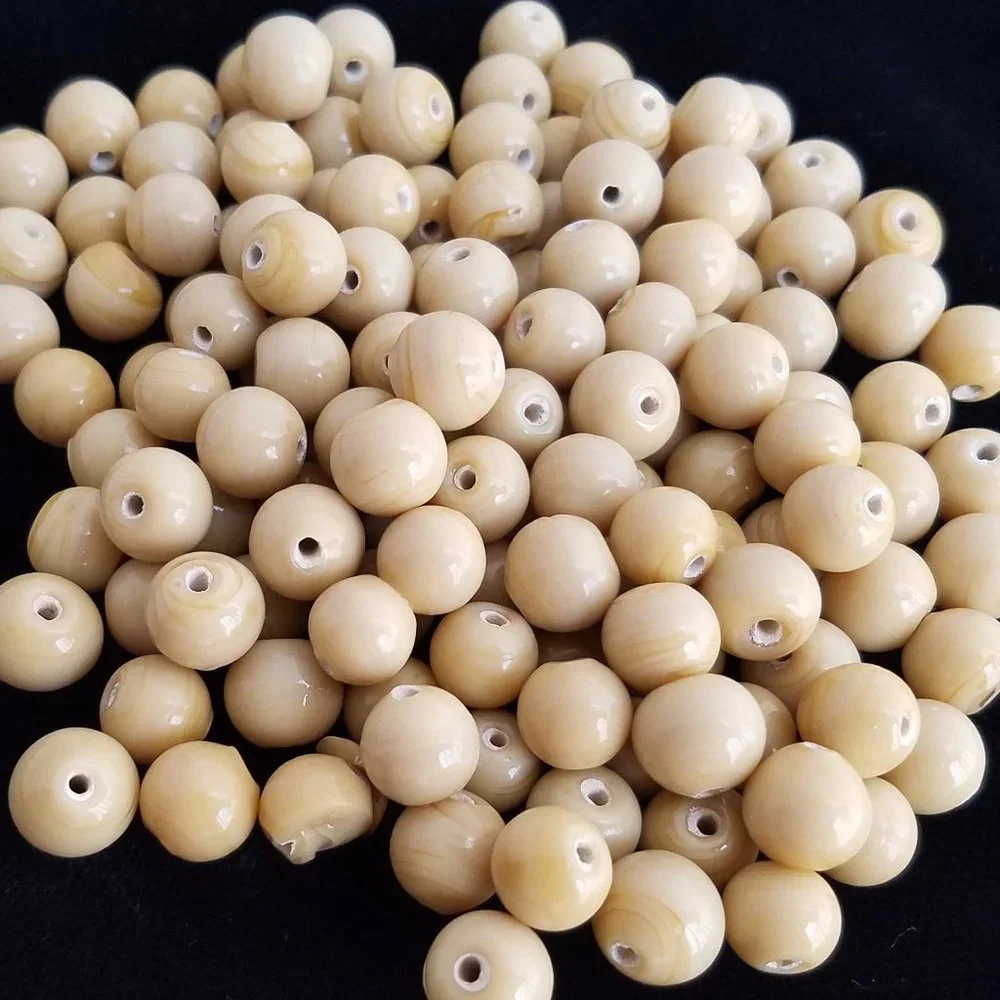95+ Cream Beige Ceramic BEADS Round 10 mm bundle set lot